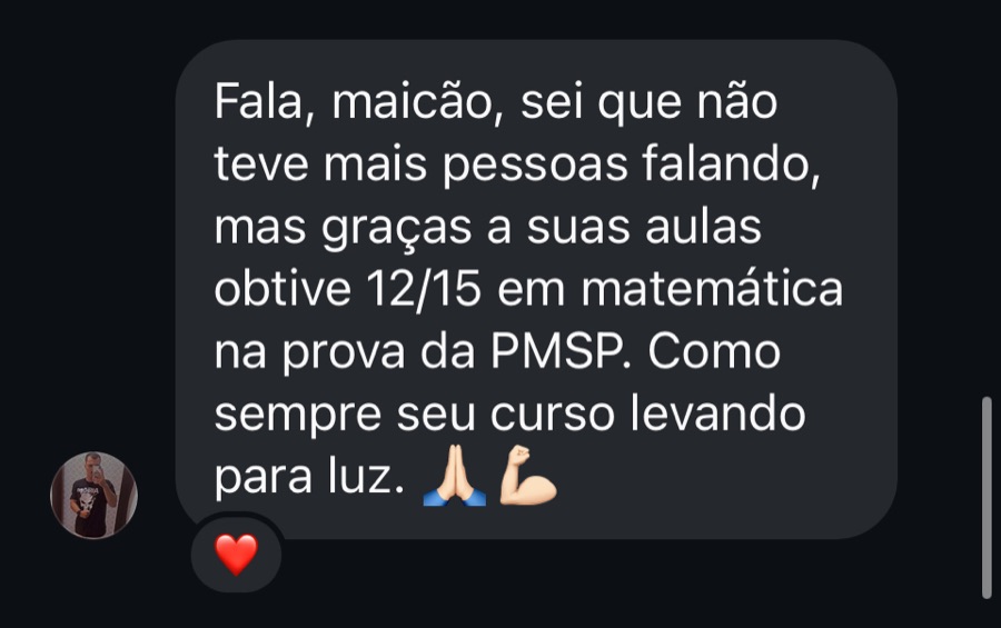 Mensagem de aluno que fez 12 de 15 em matemática na prova da PMSP